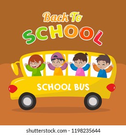 School bus illustration. Back to school illustration with school bus vector illustration.