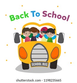 School bus illustration. Back to school illustration with school bus vector illustration.
