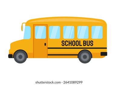 School bus illustration. Cute yellow bus vector isolated