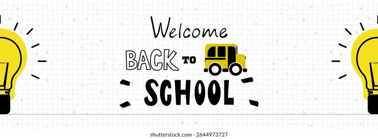School bus and invitation welcome back to school.