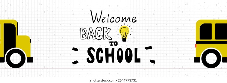 School bus and invitation welcome back to school.