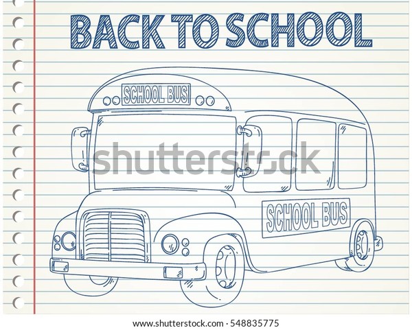 School Bus Isolated On Blank Paper Stock Vector (Royalty Free ...