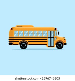 A school bus, isolated on a plain background, designed for safely transporting students with a bright color, large windows, and a sturdy build for daily commutes.