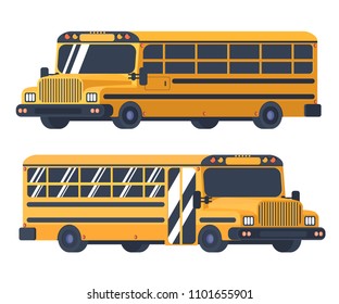 School bus isolated on white. Vehicle for transportation of students and pupils. Back to school