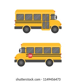 school bus isolated on white background, flat design icon back to school concept