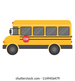 school bus isolated on white background, flat design icon back to school concept