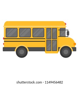 school bus isolated on white background, flat design icon back to school concept