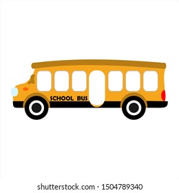 School bus isolated on white background. Vector icon flat design illustration.