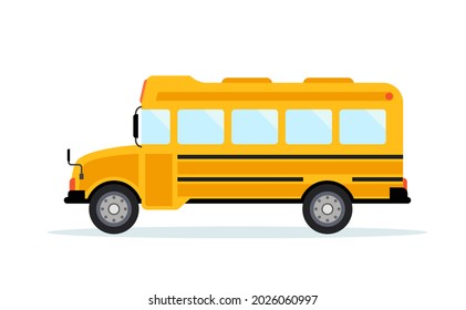 school bus isolated on white background, flat design icon back to school concept. vector illustration