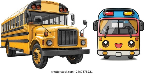 school bus isolated on white background.