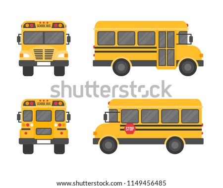 school bus isolated on white background, flat design icon back to school concept