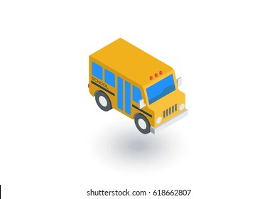 School bus isometric flat icon. 3d vector colorful illustration. Pictogram isolated on white background