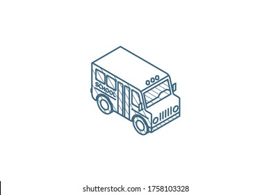 school bus isometric icon. 3d vector illustration. Isolated line art technical drawing. Editable stroke