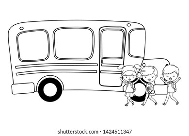 School bus and kids design