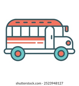 Dibujo de arte de línea de autobús escolar.