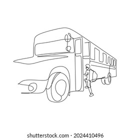 School bus line art vector. Back to school