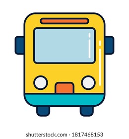 diseño de ilustraciones vectoriales de iconos de bus de escuela, línea y estilo de relleno