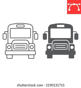 Schulbuslinie und -symbol, Schule und Verkehr, Busvektorsymbol, Vektorgrafik, bearbeitbares Rahmenzeichen, eps10.