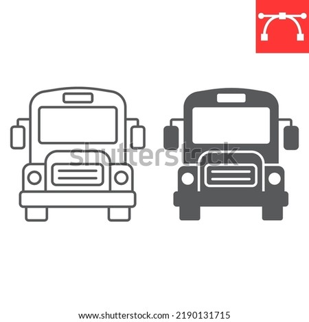 School bus line and glyph icon, school and transport, bus vector icon, vector graphics, editable stroke outline sign, eps 10.