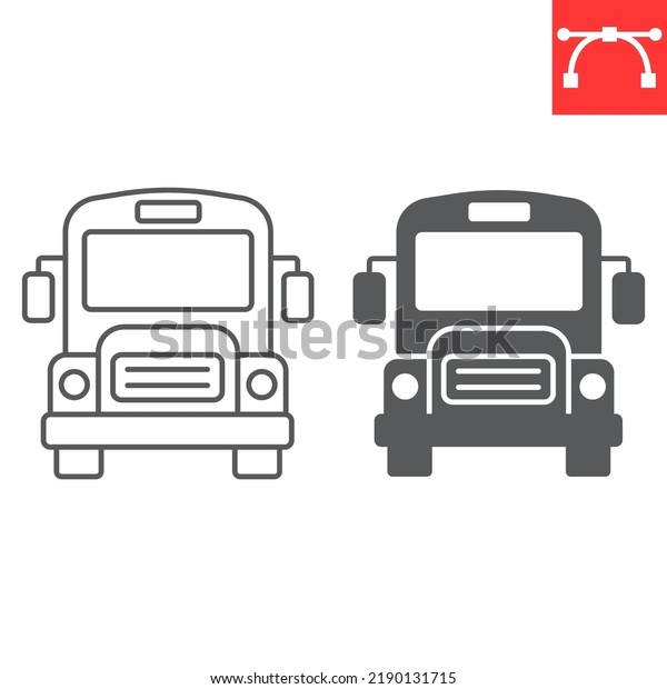 School bus line and glyph icon, school and transport,\
bus vector icon, vector graphics, editable stroke outline sign, eps\
10.