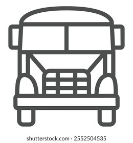 School bus line icon, back to school concept. Vector graphics. Transport sign on white background, outline style icon for mobile or web design