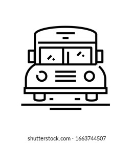 Icono de línea de bus de escuela, signo de concepto, ilustración de vector de contorno, símbolo lineal.