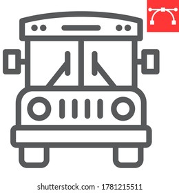 School bus line icon, school and education, bus sign vector graphics, editable stroke linear icon, eps 10