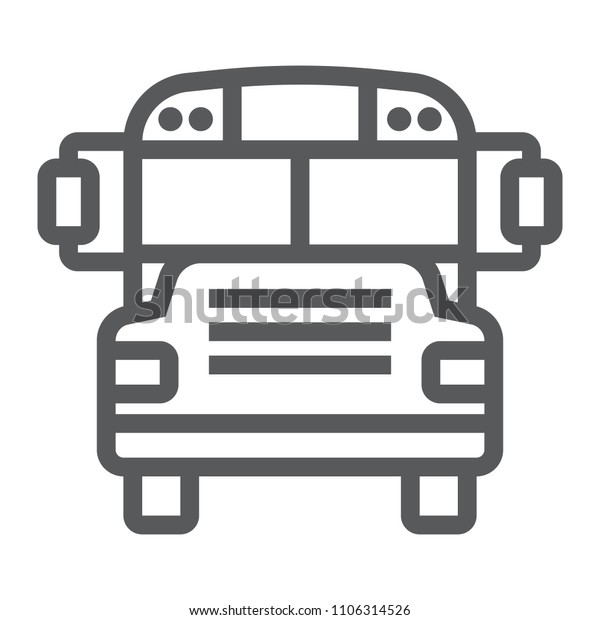 School bus line icon, school and education,\
transportation sign vector graphics, a linear pattern on a white\
background, eps 10.