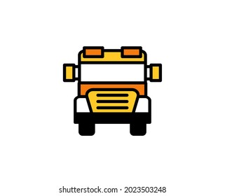 School bus line icon. High quality outline symbol for web design or mobile app. Thin line sign for design logo. Color outline pictogram on white background