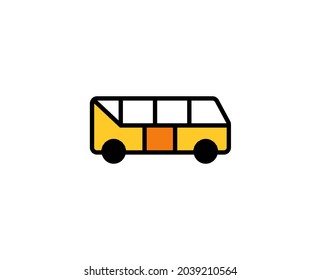 Schulbus-Symbol. Hochwertiges Umrisssymbol für Webdesign oder mobile App. Leuchtendes Zeichen für Design-Logo. Farbumriss-Piktogramm auf weißem Hintergrund