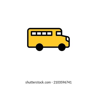 Icono de línea de bus escolar. Símbolo de esquema de alta calidad para diseño web o aplicación móvil. Firma de línea delgada para el logotipo de diseño. Pictograma de contorno de color sobre fondo blanco
