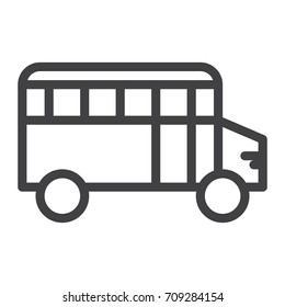 School bus line icon, outline vector sign, linear style pictogram isolated on white. Symbol, logo illustration. Editable stroke. Pixel perfect graphics