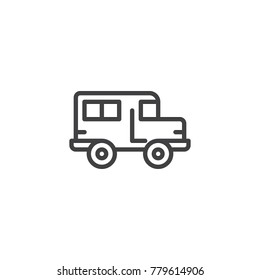 School bus line icon, outline vector sign, linear style pictogram isolated on white. Symbol, logo illustration. Editable stroke