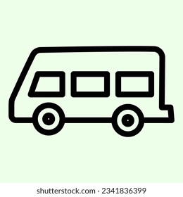 School bus line icon. Retro minivan or minibus outline style pictogram on white background. School van for students or pupils transportation mobile concept web design. Vector graphics.