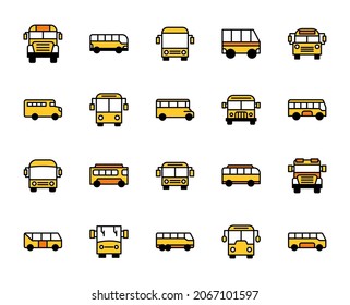 School bus line icon set. Collection of high quality color outline logo for mobile concepts and web apps. Education set in trendy flat style. Vector illustration on a white background