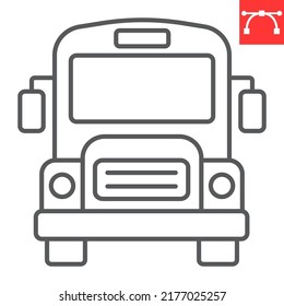 School bus line icon, school and transport, bus vector icon, vector graphics, editable stroke outline sign, eps 10.