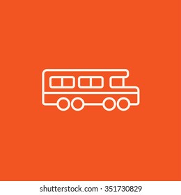 Schulbus-Symbol für Web-, Mobil- und Infografiken. Vektorweißes Symbol einzeln auf rotem Hintergrund.