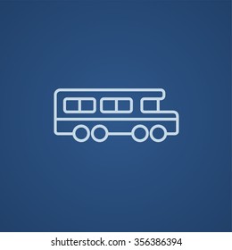 School bus line icon for web, mobile and infographics. Vector light blue icon isolated on blue background.