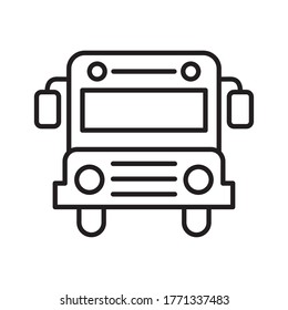 Diseño de iconos de estilo de línea de bus escolar, conocimiento de clase educativa de enseñanza preescolar, aula de aprendizaje y tema primario Ilustración vectorial