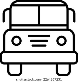 School Bus Line Vector Icon Design