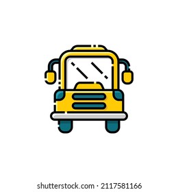 School Bus Lineal Color Icon - Back to School Icon Vector Illustration.