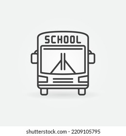 School Bus Linear Vector Concept Icon. Schoolbus Symbol Front View