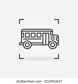 School Bus linear vector concept icon - side view