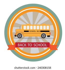 School Bus Logo With Back To School Concept 