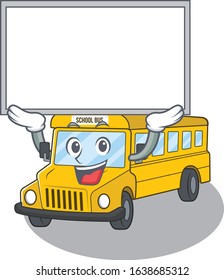 A school bus mascot picture raised up board