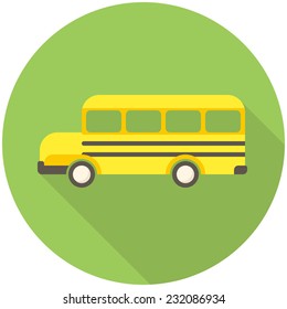 School Bus, modern flat icon with long shadow