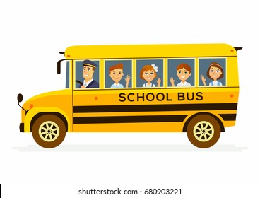 School Bus Modern Vector People Characters Stock Vector (Royalty Free ...