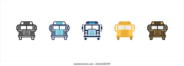 Conjunto de iconos de estilo múltiple de autobús escolar