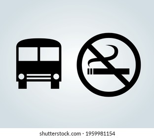 School Bus And No Smoking Sign