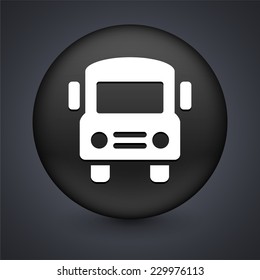 School bus on Black Round Button